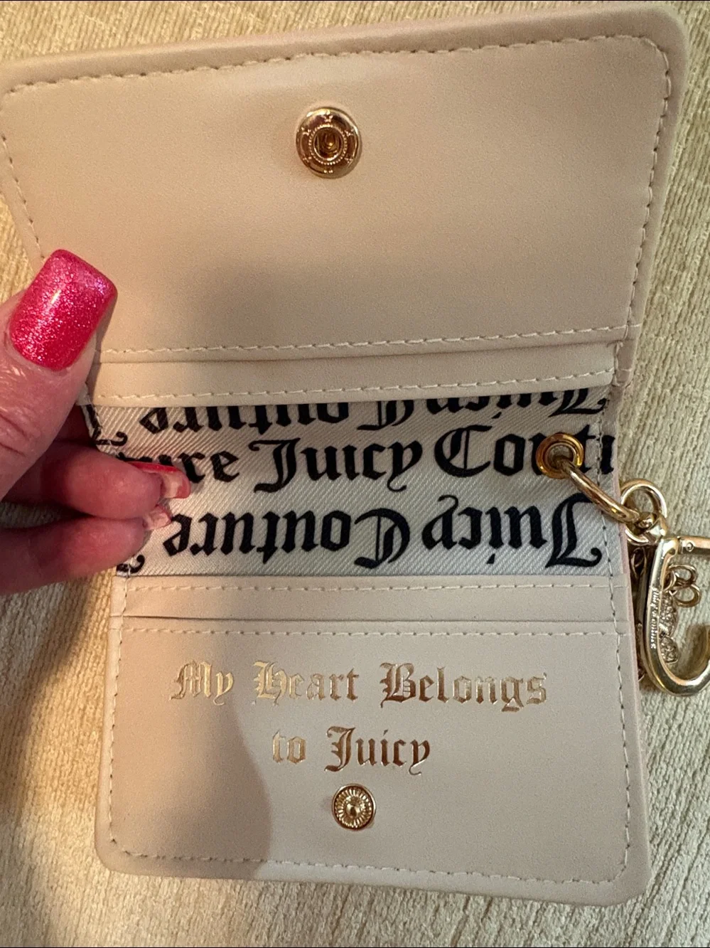 Juicy Couture Couture Black & Pink Rhinestone Key Card Wallet - Juicy Couture